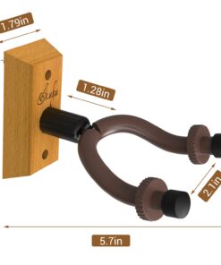 Ohuhu Guitar Wall Mount Hanger: 4-Pack Rotatable Hardwood Guitar Hangers with Screws-Adjustable Stopper Guitar Mount Hook Holder Stand for Ukulele Bass Electric Acoustic Guitar Banjo Mandolin-Wood Wood 29 61ZhSQJxBnL