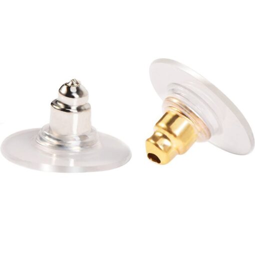 200 Pieces Bullet Clutch Earring Backs for Studs with Pad Rubber Earring Stoppers Pierced Safety Backs Silver and Gold