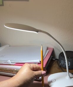 DEEPLITE LED Desk Lamp with Flexible Gooseneck 3 Level Brightness, Battery Operated Table Lamp 5W Touch Control,Compact Portable lamp for Dorm Study Office Bedroom,Eye-Caring and Energy Saving White 1 Pack 47 61ZoktyYXHL