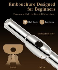 Alternative view of Eastar C Flutes Open Hole 16 Keys Flute for Beginner Kids Student Flute Instrument with Fingering Chart, Cleaning Kit, Stand, Carrying Case, Gloves, Tuning Rod, Silver, EFL-2