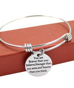 lauhonmin You are Braver Stronger Smarter than you think Inspirational Expandable Bangle Bracelet Women Base Color Alloy 21 61ZuI3ZNYiL