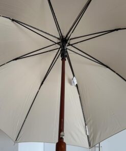 Totes Eco Auto Open Umbrella Classic Wooden J Stick Handle with Easy Grip - Windproof, Rainproof and Durable Canopy Design – Versatile Travel, Perfect for Rainy Days Beige 16 61ZvsnJn9oL