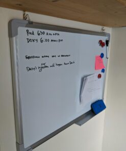 Whiteboard Set - Dry Erase Board 24 x 18" with 1 Magnetic Dry Eraser, 4 Dry Wipe Markers and 4 Magnets - Small White Hanging Message Scoreboard for Home Office School (24x18" Landscape) 24x18" Landscape 33 61a0TXQi8EL