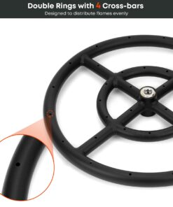 Stanbroil 12 Inch Round Fire Pit Burner Ring for Natural Gas & Propane Fire Pit Fireplace - Black Steel Fire Pit Burner for Indoor & Outdoor, BTU 92,000 Max Round 12" 10 61a1vea2HnL