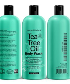 Natural Riches Tea Tree Body Wash - Body Soap to Fight Itchy Skin & Body Odor - Peppermint, Eucalyptus & Tea Tree Oil - Women & Mens Natural Body Wash - 16 fl oz 16 Fl Oz (Pack of 1) 27 61a2SQaG kL