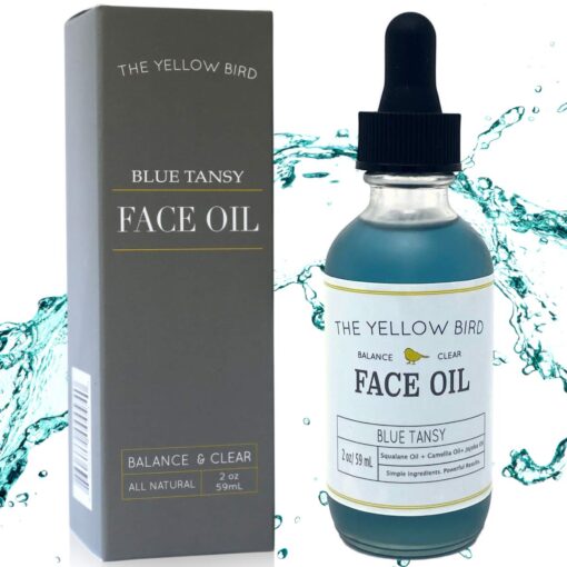 The Yellow Bird Balancing Blue Tansy Face Oil – Skin Glowing Serum. Collagen Support. Promotes Clear Skin Naturally. Wrinkle & Pore Minimizer. Natural, Vegan Facial Moisturizer.