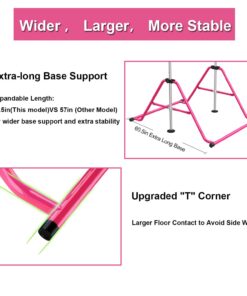 Tepemccu Expandable Gymnastics Bars,Adjustable Height Gymnastic Horizontal Bars,Junior Training Bar Children Folding Training Monkey Bars for Kids… Light Pink 24 61a9W1FT77L