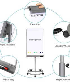TSJ OFFICE Mobile Standing Whiteboard - 40 x 26 Inches Dry Erase White Board Tripod Whiteboard with Rolling Stand Flipchart Easel Height Adjustable Gray 20 61aJeKsa9L