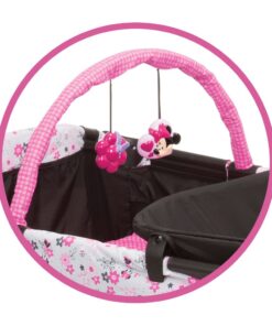 Disney Baby Sweet Wonder Playard, Foldable Baby Playpen: With Newborn Bassinet, Toy Arch, and Carry Bag, Mesh ,Minnie Garden Delight Garden Delight Minnie 23 61aLhi6IhKL