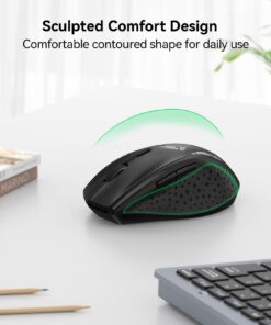 TECKNET Wireless Mouse, 2.4G USB Computer Mouse with 6-Level Adjustable 3200 DPI, 30 Months Battery, Ergonomic Grips, 6 Buttons Portable for PC, Chromebook, Mac - Black 34 61aLusopCL