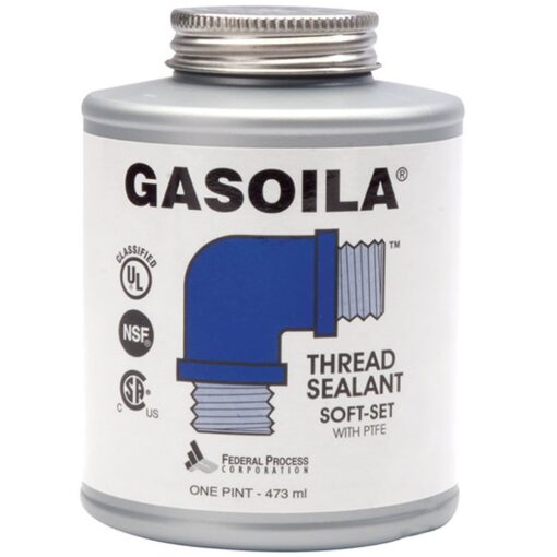 Gasoila - SS16 Soft-Set Pipe Thread Sealant with PTFE Paste, Non Hardening, -100 to 600 Degree F, 1 Pint Brush