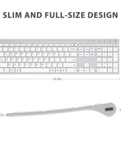 Bluetooth Keyboard, iClever DK03 Wireless Keyboard Multi-Device Keyboard, Dual Mode (Bluetooth 4.2 + 2.4G) Ultra-Slim Full-Size Keyboard for Mac, iPad, Apple, Android, Windows, Connect Up To 3 Devices 27 61aV9Hk6NL