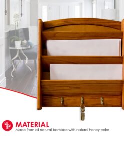 Home Basics Mail Organizer Wall Mount with Key Rack Hooks, Letter Holder For Office, Kitchen, Entryway, Pine 24 61aXcYDM5EL