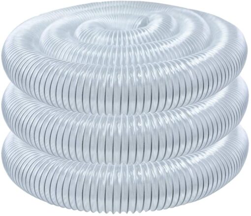 POWERTEC 70143 4" x 20' PVC Dust Collection Hose for Dust Collector for Woodworking and Shop Vacuum, 4 Inch Dust Collector Hose for Dust Collection Fittings, Clear 4" x 20'