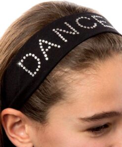 Funny Girl Designs DANCE Rhinestone Cotton Stretch Headband From One Size Black