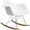 Modway Mid-Century Modern Molded Plastic Kid's Size Lounge Chair Rocker in White