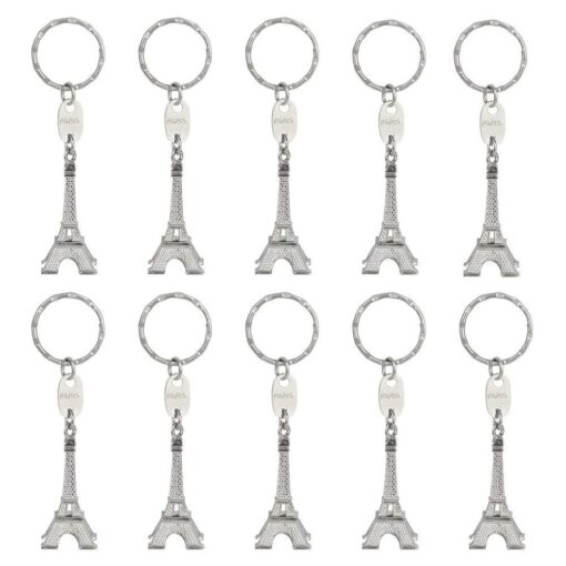 baotongle 15pcs Eiffel Tower Keyring, Paris Eiffel Tower Keychains 3-D Key Ring French Souvenirs Retro Adornment Cute Lovely Decorative Metal Craft Art Statue Model for Table Decor Gifts Silver