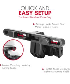 Macally Car Headrest Tablet Holder, Adjustable iPad Car Mount for Kids in Backseat, Compatible with Devices Such as iPad Pro Air Mini, Galaxy Tabs, And 7" to 10" Tablets and Cell Phones - Black 38 61agqolNFfL