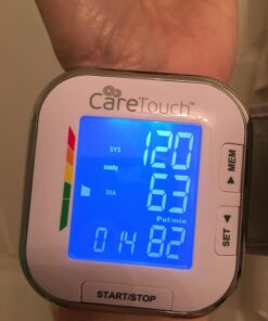 Care Touch Digital Wrist Blood Pressure Monitor, Wrist BP Cuff for Adults Size 5.5-8.5", Blood Pressure Monitors for Home Use, Automatic High Blood Pressure Machine with Batteries & Protective Pouch 39 61ai48UoouL