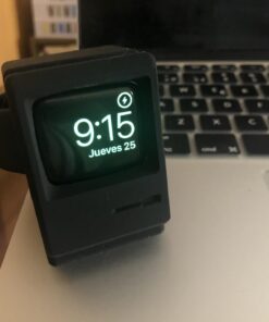 elago W3 Stand Compatible with Apple Watch Series Series 9/8/7/6/SE/5/4/3/2/1/SE (45mm, 44mm, 42mm, 41mm, 40mm, 38mm) (Black) - Classic Monitor Design, Compatible with Nightstand Mode Black 39 61akWLb7mML