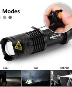 MIKAFEN 5Pack Flashlights Mini Led Flashlight 300lm 3 Modes (Light - Low Light - Strobe) Adjustable Focus Zoomable Flashlight 5 Colors 18 61ap87TaeEL