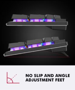 NPET K10 Wired Gaming Keyboard, LED Backlit, Spill-Resistant Design, Multimedia Keys, Quiet Silent USB Membrane Keyboard for Desktop, Computer, PC (Black) Wired RGB 25 61arno5TQL