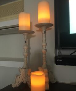 LED Lytes Timer Remote Control Flameless Candle Set, 3 Flickering Candles, 3 in Wide by 4, 5, 6 in Tall, Real Ivory Wax and Amber Flame, Home Decor, Large Battery Powered for Gifts for Mom Round Ivory Wax and Amber Flame 35 61asBbOqEL