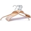 JS HANGER Lightweight Non Slip Wooden Hangers - 10 Pack Heavy Duty Wood Coat Hangers with Soft Stripes for Camisole, Jacket, Dress Clothes, Sweater, Natural Finish 15 61atL yPiQL
