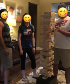 Yard Games Giant Tumbling Timbers with carrying case starts at 2.5-feet tall and builds to 5-feet 30 Inch Natural 39 61audtHC6YL