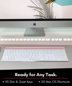 Macally Wireless Bluetooth Keyboard for Mac or Windows PC - Compatible Apple Keyboard Rechargeable - Multi-Device Keyboard, Up to 3 Devices with 110 Keys, 20 Shortcuts, and Numeric Keypad - White 23 61awbO cu L