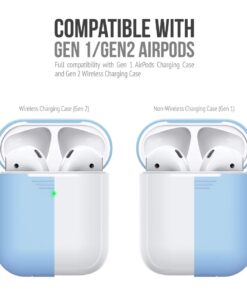 Alternative view of KeyBudz AirPods 2 & 1 Case [Front LED Visible] Protective Silicone Cover and Skin Compatible with Apple AirPods (Without Carabiner, Baby Blue) Without Carabiner