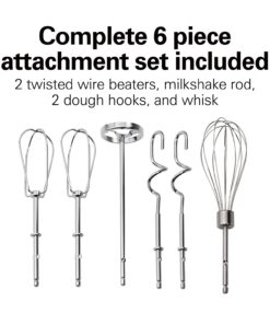 Alternative view of Hamilton Beach Electric Hand Mixer with Snap-On Case, Twisted Wire Beaters, Milkshake Rod, Dough Hook, Whisk, 6-Speed, Black