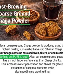 Sayan Siberian Raw Coarse Chaga Powder 4 Oz (113g) Wild Harvested Mushroom Tea, Powerful Adaptogen Antioxidant Supplement for Immune System and Digestive Health Chaga Coarse Powder 4 Ounce (Pack of 1) 15 61b0JrdxA1L