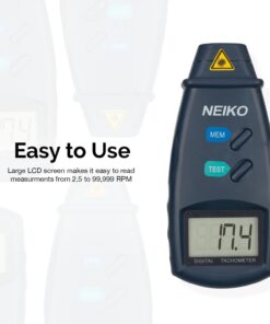 NEIKO 20713A Digital Tachometer, Noncontact Laser Photo Sensor with 2.5 to 99,999 RPM Accuracy, RPM Gauge Marker with Batteries Included 13 61b5lrv 7LL