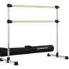 VITA Barre Portable Freestanding Double Ballet Barre, Prodigy, 4 Ft Bars, Satin Silver, with Bag | Adjustable Height, USA Made, Home or Gym Exercise Equipment for All Ages | Dance, Fitness, Pilates