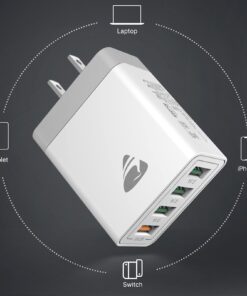 USB Wall Charger, Aioneus 40W 4-Port Fast Charger Block, Multiport USB Cube Power Adapter Wall Charger Plug Charging Block for iPhone 15 14 13 12 11 Pro Max XR Xs Max 8,Samsung,Moto,Android Phones White 24 61b9WAoRUBL