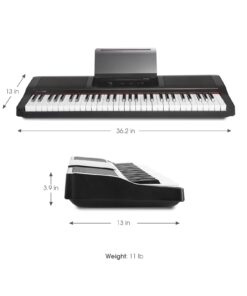 The ONE Keyboard Piano, 61 Key Piano Keyboard for Beginner/Professional, Electric Piano w/Lighted Keys, Music Stand & Piano App, Supports USB MIDI/Audio/Microphone/Headphones/Sustain Pedal Onyx Black 18 61bAVHeZsSL