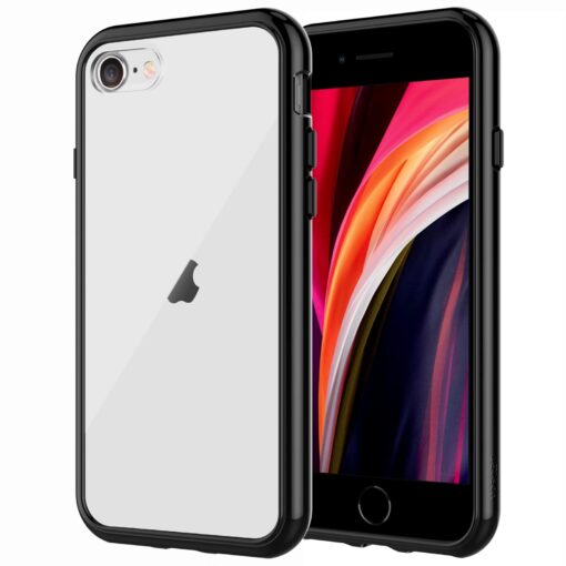 JETech Case for iPhone SE 3/2 (2022/2020 Edition), iPhone 8 and iPhone 7, 4.7-Inch, Shockproof Bumper Cover, Anti-Scratch Clear Back (Black) Black