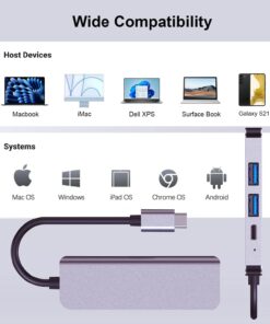 QCEs USB C Hub, USB C to HDMI Multiport Adapter 4K Video USB 3.0 Port, PD Charging for Portable Dock Compatible with MacBook iPhone 15 Pro, Samsung Dex, Nintendo Switch 13 61bEmRCWqjL