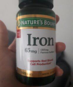 Nature's Bounty Iron 65mg, 325 mg Ferrous Sulfate, Cellular Energy Support, Promotes Normal Red Blood Cell Production, 100 Tablets 35 61bFd0Z9mRL