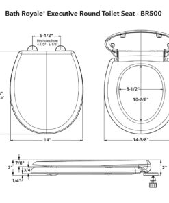 Soft Close Toilet Seat Round with Lid BR500-00 White, Comfortable, Durable, Sturdy, Stain-Resistant and Easy to Clean, Fits All Toilet Brands, Executive Series by Bath Royale Round Heavy-Duty 24 61bJ6b EvLS