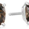 Amazon Collection 925 Sterling Silver Cushion Cut Birthstone Stud Earrings for Women Smoky Quartz,November 6 mm 6 61bJQbsDOfL