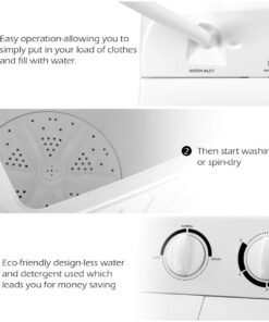 Giantex Portable Mini Compact Twin Tub Washing Machine 20lbs Washer Spain Spinner Portable Washing Machine, Blue+ White 35 61bNW 0CALL