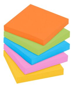 Post-it Super Sticky Notes, 3x3 in, 24 Pads, 2x the Sticking Power,Energy Boost Collection, Bright Colors (Orange, Pink, Blue, Green), Recyclable 42 61bOBa4fdL