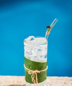 Alternative view of Hummingbird Glass Straws Caramel Frog on Clear Bent 9 in x 9.5 mm with Cleaning Brush