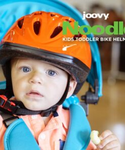 Joovy Noodle Bike Helmet for Toddlers and Kids Aged 1-9 with Adjustable-Fit Sizing Dial, Sun Visor, Pinch Guard on Chin Strap, and 14 Vents to Keep Little Ones Cool (Small, Orangie) Small 14 61bRzix4utL