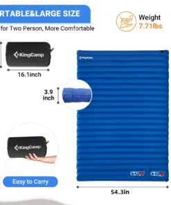 KINGCAMP Double Sleeping Pad, Comfortable Extra Thick 3.9in Camping Mattress 2 Person, Lightweight Inflatable Air Mat for Backpacking, Hiking, Tent Double-blue 17 61bSedjwbcL