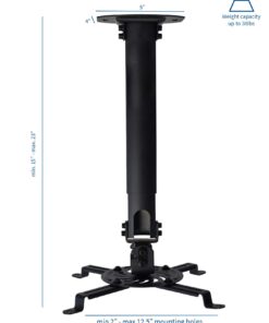 Alternative view of VIVO Universal Extending Ceiling Projector Mount, Height Adjustable Projection, Black, MOUNT-VP02B
