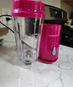 Hamilton Beach Portable Blender for Shakes and Smoothies with 14 Oz BPA Free Travel Cup and Lid, Durable Stainless Steel Blades for Powerful Blending Performance, Raspberry (51131) 14 oz. 1 Jar 36 61bX4U0LYdL