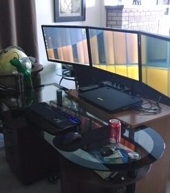 Mount-It! Triple Monitor Mount | 3 Monitor Desk Stand | Fits Three Computer Screens 19 20 21 22 23 24 Inches | C-Clamp Base | Heavy Duty Full Motion Tri Arms | VESA 75 100 Compatible up to 24 inches 50 61bbOnRqL7L